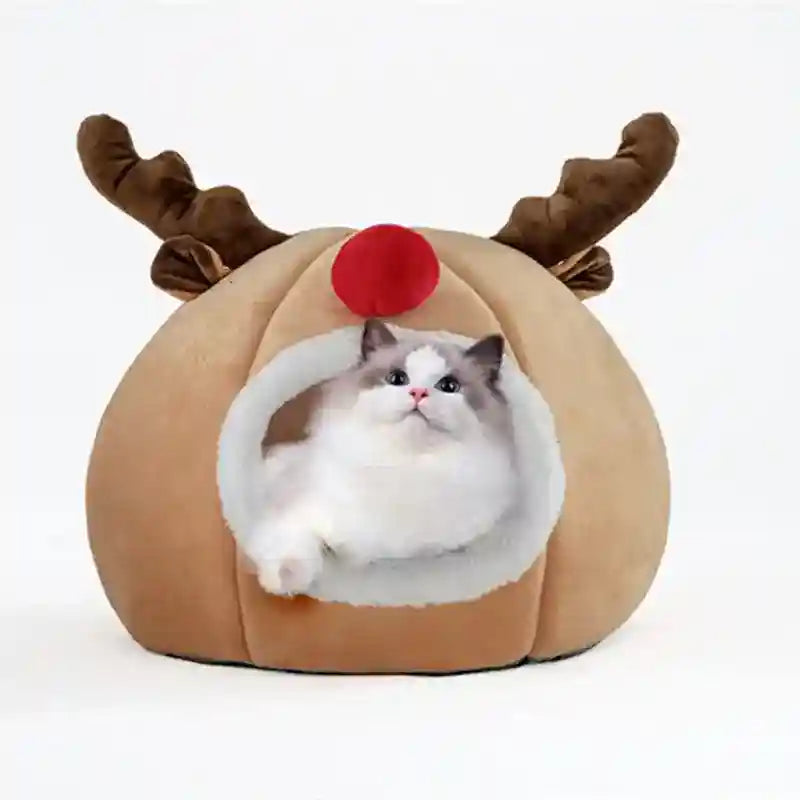 Cuccia natalizia per cani e gatti con corna e naso rosso Rudolph by Dog Moda
