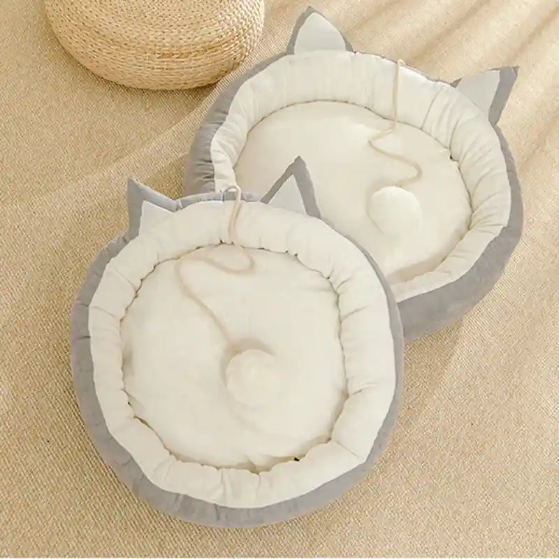 Cuccia Tonda per Gatti con Orecchie - Gioco Pon-Pon by Dog Moda