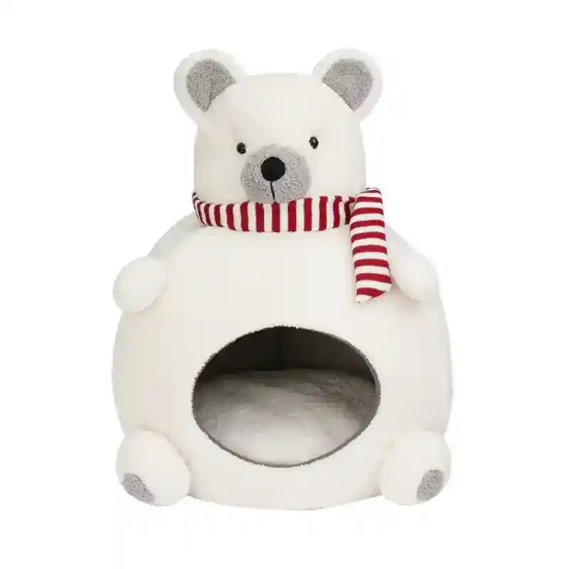 Cuccia per Gatti a Forma di Orsetto Bianco con Sciarpa e Cappello by Dog Moda