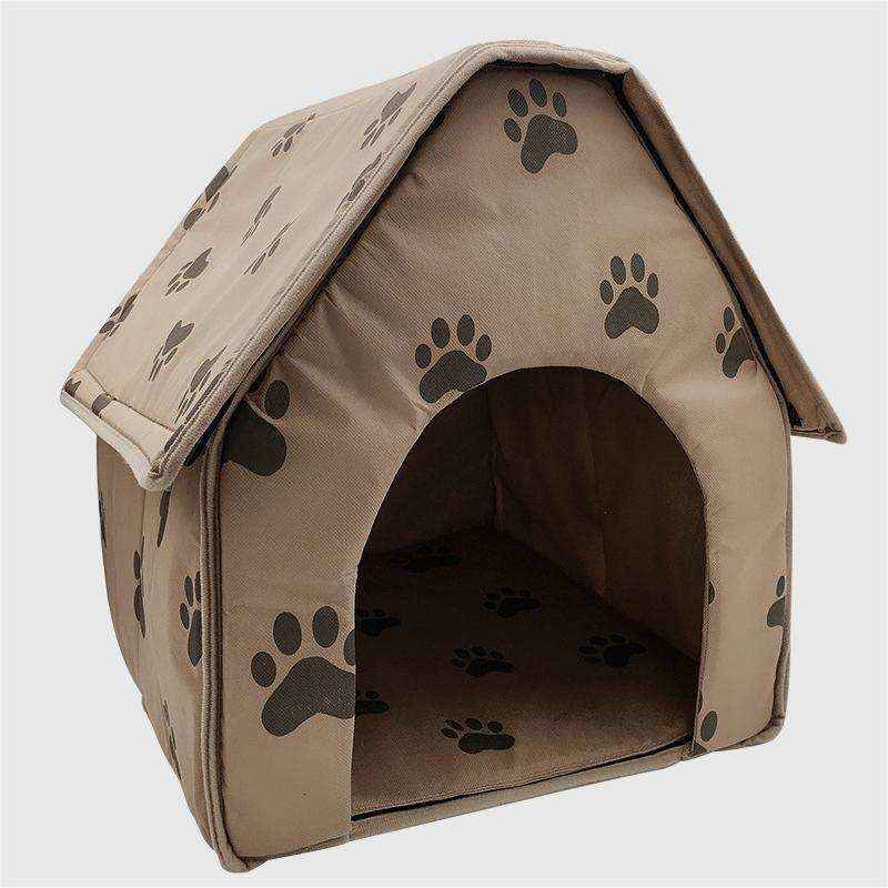 Casetta Tessuto Zampine per Cani e Gatti - Beige 40x43cm by Dog Moda