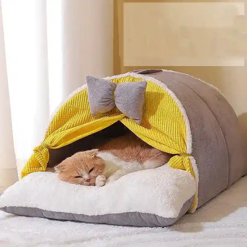 Cuccia Gatto Semicircolare con Fiocco - Caverna Morbida by Dog Moda