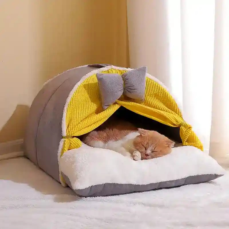 Cuccia Gatto Semicircolare con Fiocco - Caverna Morbida by Dog Moda