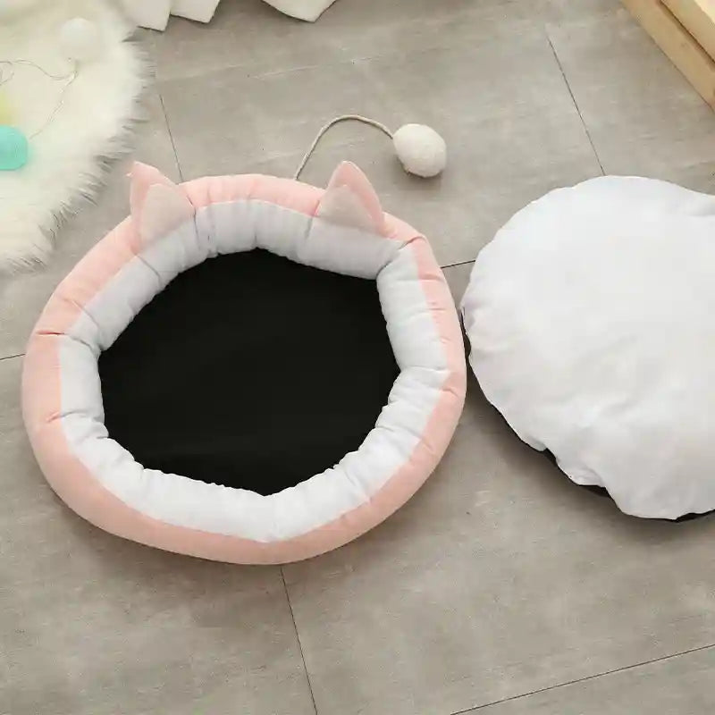 Cuccia Tonda per Gatti con Orecchie - Gioco Pon-Pon by Dog Moda