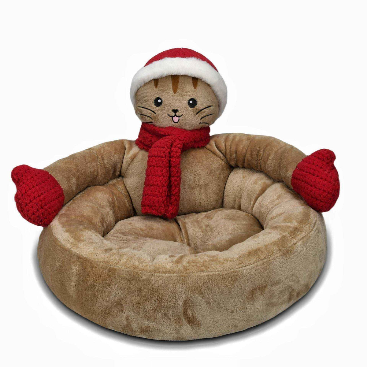 Cuccia Tonda Natalizia per Cani e Gatti con Peluche Abbraccio