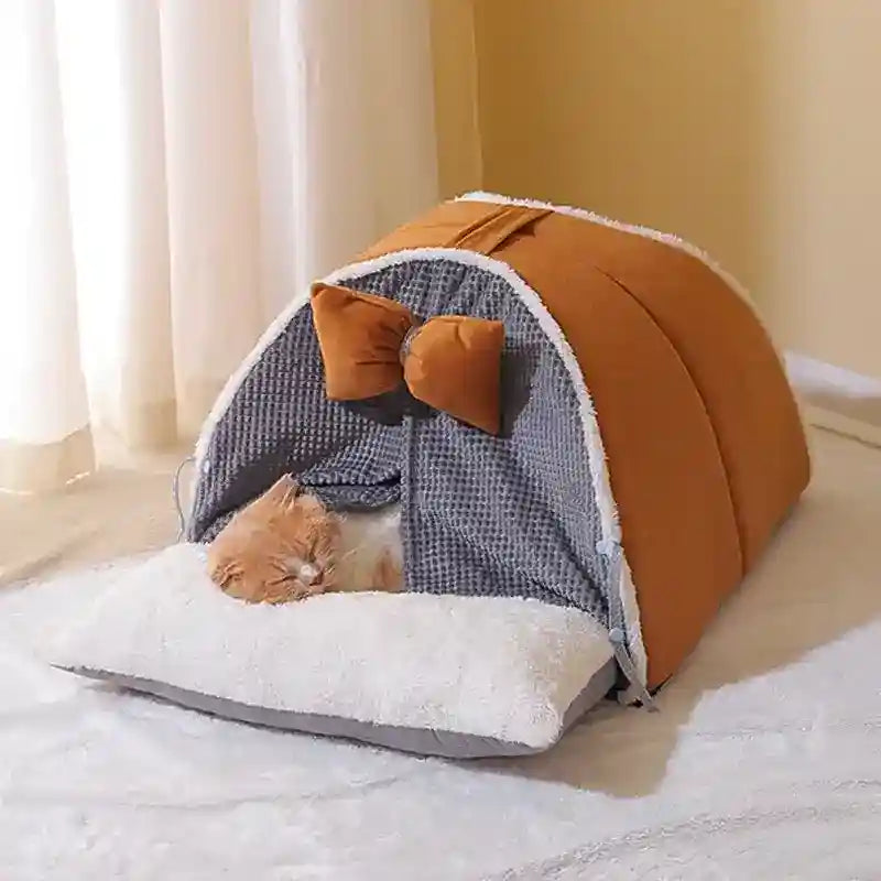 Cuccia Gatto Semicircolare con Fiocco - Caverna Morbida by Dog Moda