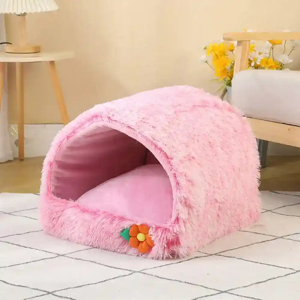 Cuccia Grotta in pile per gatti e cani piccoli, morbida e calda"