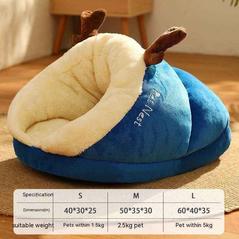 Cuccia Imbottita per Cani e Gatti "Elk" con Design Cornetti di Renna by Dog Moda