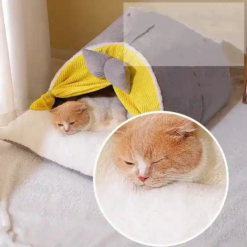 Cuccia Gatto Semicircolare con Fiocco - Caverna Morbida by Dog Moda