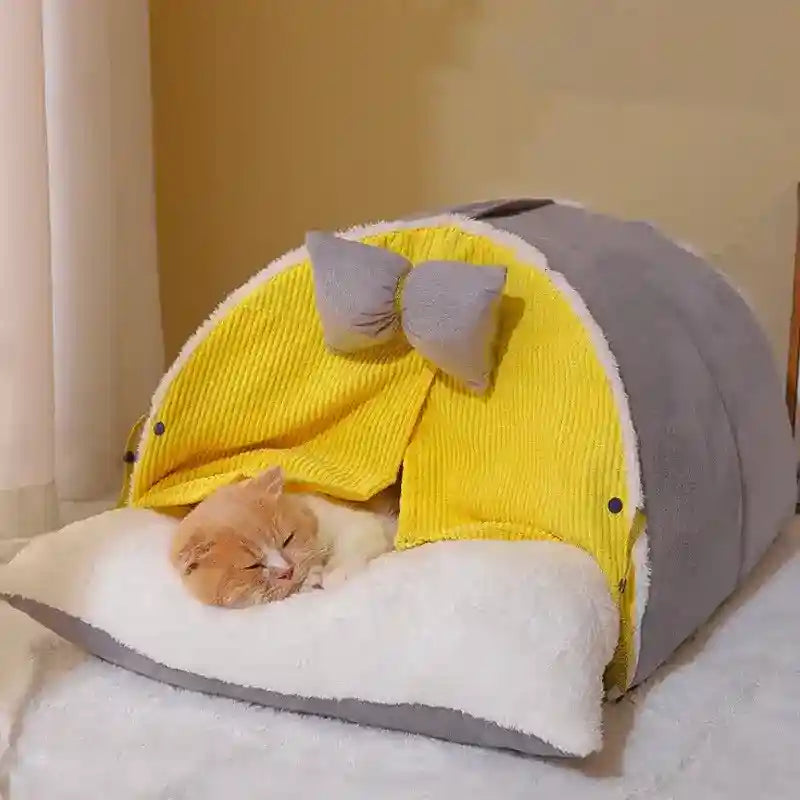 Cuccia Gatto Semicircolare con Fiocco - Caverna Morbida by Dog Moda