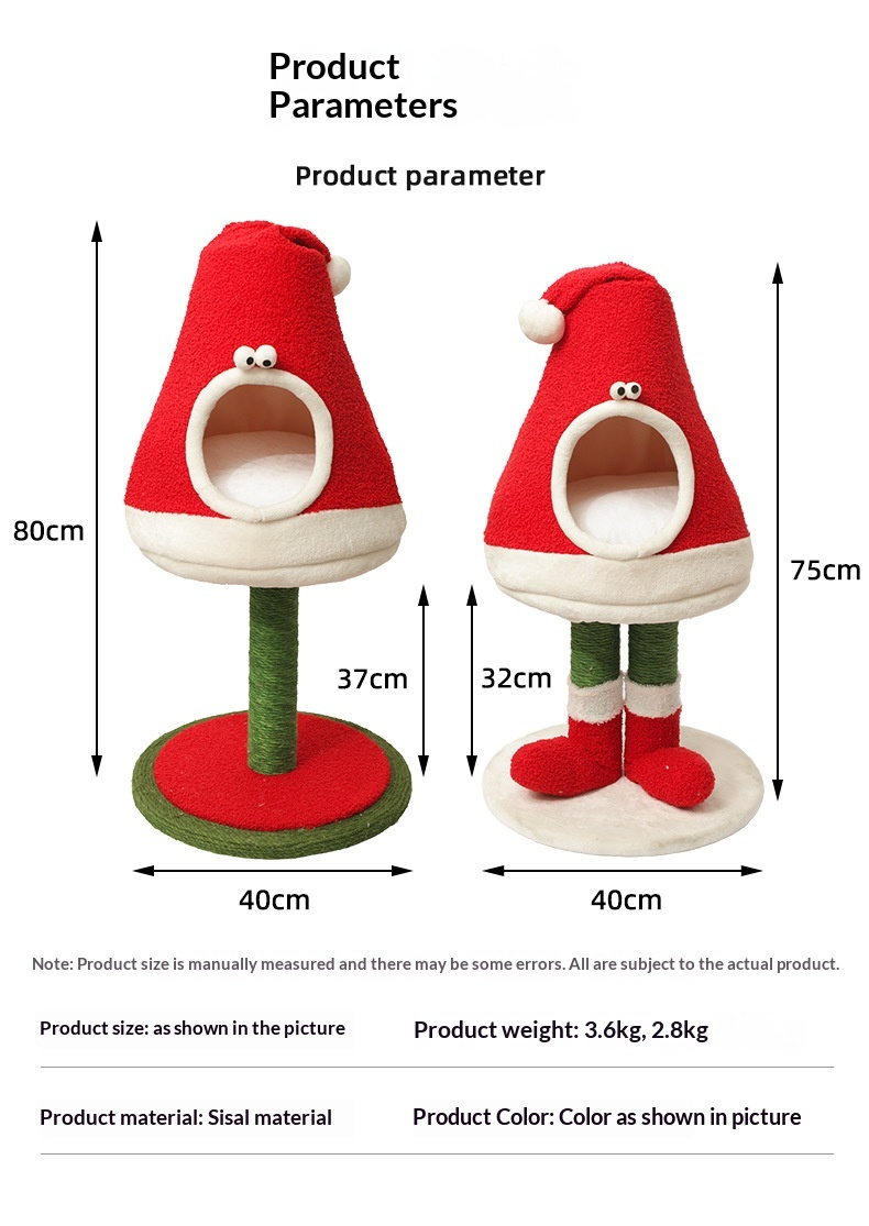 Misure albero tiragraffi natalizio per gatti, base 40 cm e altezza 75-80 cm Dog Moda